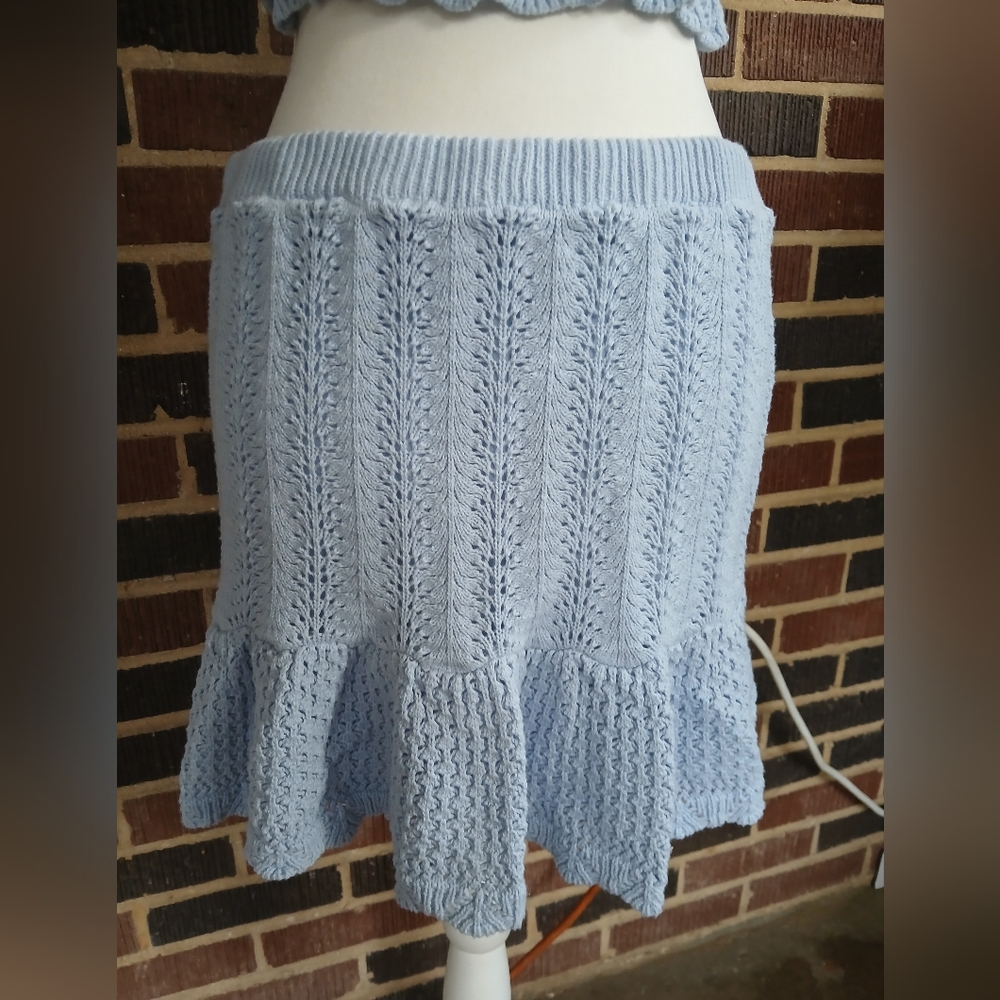 Freshman  Blue A-Line Knit Skirt